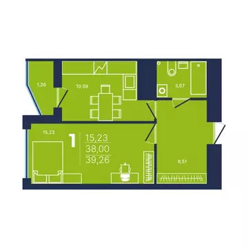1-к кв. Башкортостан, Уфа просп. Дружбы Народов, 51 (39.3 м)