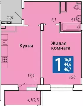 1-к кв. Чувашия, Чебоксары Гражданская ул., поз3 (46.7 м)