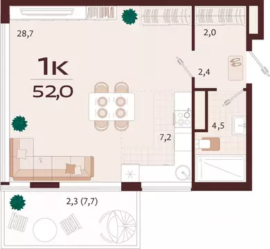 1-к кв. Крым, Ялта ул. Спендиарова, 5 (52.5 м)