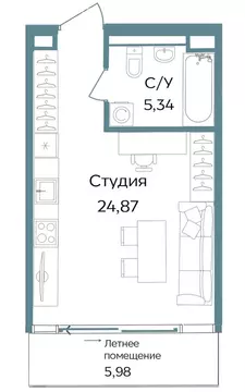 Квартира-студия: Республика Крым, Саки, курортный кластер Темпо (36.19 ...