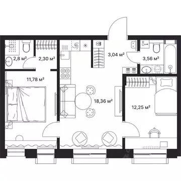 2-к кв. Владимирская область, Киржач ул. Свердлова, 10А (54.0 м)