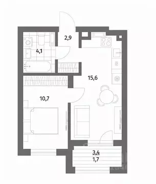 1-к кв. Калининградская область, Гурьевск ул. Имени Антона Пошкуса, ...