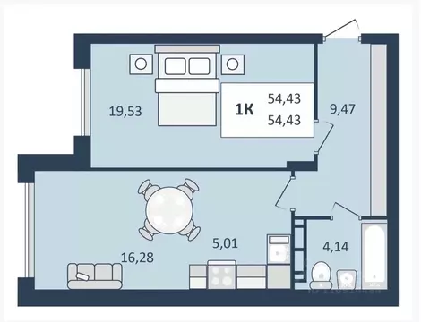 1-к кв. Ставропольский край, Кисловодск  (54.43 м)