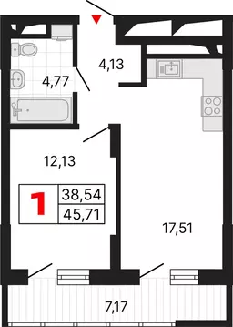 1-комнатная квартира: Екатеринбург, жилой район Втузгородок, ЖК Алиса ...