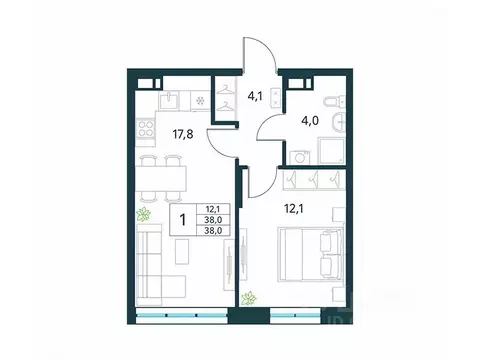 1-к кв. Забайкальский край, Чита Хороший мкр,  (38.0 м)