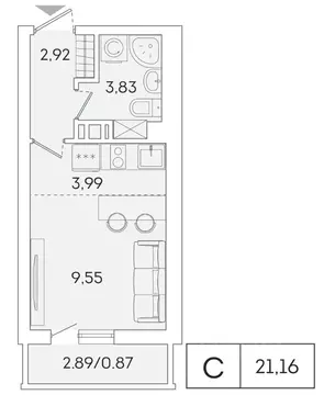 Студия Ленинградская область, Мурино Всеволожский район, ул. Графская, ...