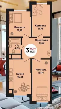 3-к кв. Адыгея, Тахтамукайский район, Старобжегокайское с/пос, Новая ...