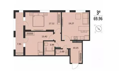 2-к кв. Курская область, Курск Хуторская ул., 39 (69.96 м)