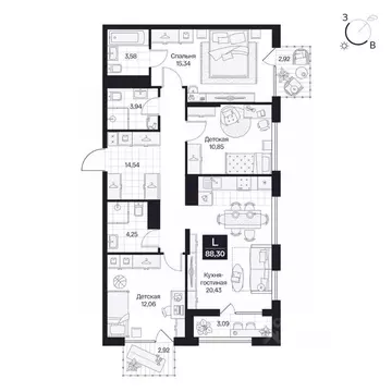 3-к кв. Волгоградская область, Волгоград просп. Имени В.И. Ленина, 59Г ...