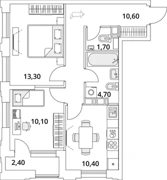 2-к кв. Санкт-Петербург Планерная ул., 99 (52.3 м)