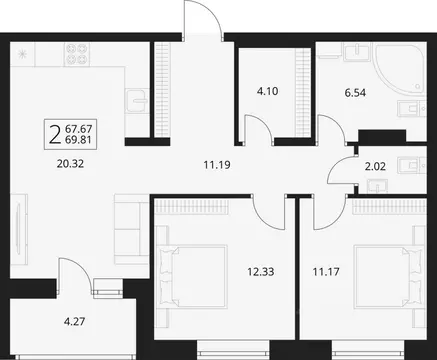 2-к кв. Брянская область, Брянский район, Снежское с/пос, пос. Путевка ...