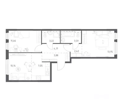 2-к кв. Башкортостан, Уфа ул. Рашита Манурова (59.88 м)