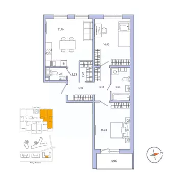 2-к кв. Ленинградская область, Гатчина ул. Чехова, 39к2 (78.1 м)