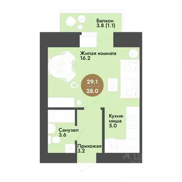 Студия Вологодская область, Вологда ул. Преображенского (29.1 м)
