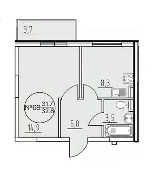 1-к кв. Липецкая область, Данков ул. Льва Толстого, 17 (32.8 м)