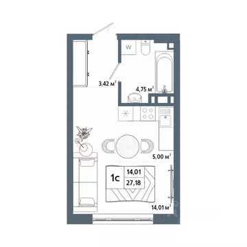 Студия Башкортостан, Уфа 42-й кв-л,  (27.65 м)