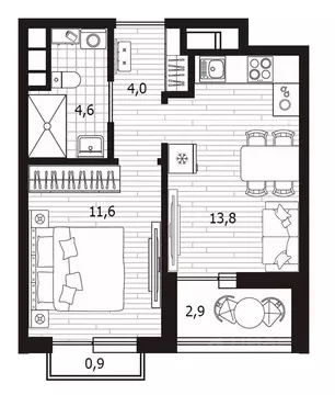 1-к кв. Санкт-Петербург просп. Энергетиков, 2к2 (34.0 м)