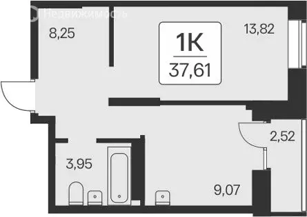 1-комнатная квартира: Новосибирск, квартал на Игарской (35.09 м)