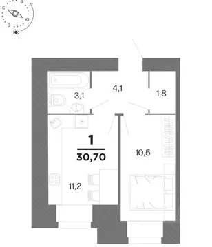 1-к кв. Рязанская область, Рязань Бирюзова Парк жилой комплекс (30.7 ...