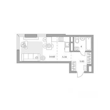 Студия Московская область, Мытищи ул. Красная Слобода (29.59 м)