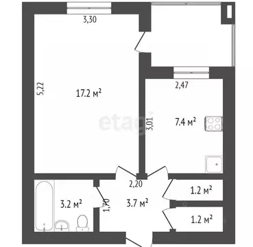 1-к кв. Тверская область, Тверь Петербургское ш., 22 (32.3 м)