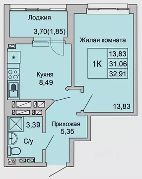 1-к кв. Ростовская область, Батайск ул. Булгакова, 11 (32.91 м)