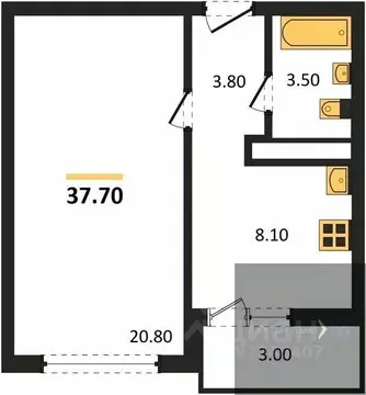 1-к кв. Воронежская область, Воронеж ул. Шибилкина, 9 (37.7 м)