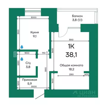 1-к кв. Алтайский край, Барнаул Просторная ул., 390к2 (38.1 м)