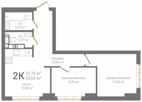 2-к кв. Нижегородская область, Нижний Новгород KM Печерский жилой ...