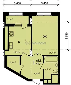 1-к кв. Нижегородская область, Нижний Новгород ул. Владимира ...