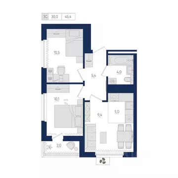 3-к кв. Башкортостан, Уфа ул. Евгения Столярова, 13 (45.4 м)