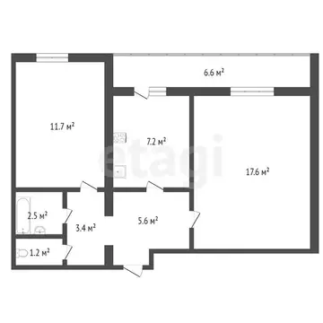 2-комнатная квартира: Саратов, улица имени И.С. Кутякова, 41/59 (48.5 ...