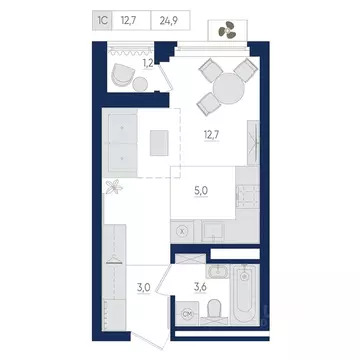 1-к кв. Башкортостан, Уфа ул. Евгения Столярова, 13 (24.9 м)