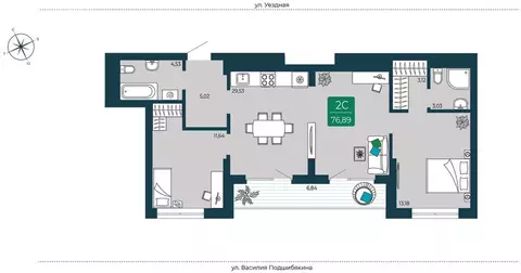 2-комнатная квартира: Тюмень, микрорайон Тюменская Слобода, жилой ...