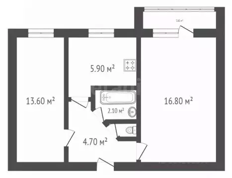 2-к кв. Воронежская область, Борисоглебск Юго-Восточный мкр, 13 (44.1 ...