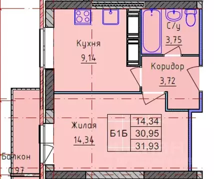 1-к кв. Ярославская область, Ярославль ул. Пашуковская, 9к2 (32.0 м)