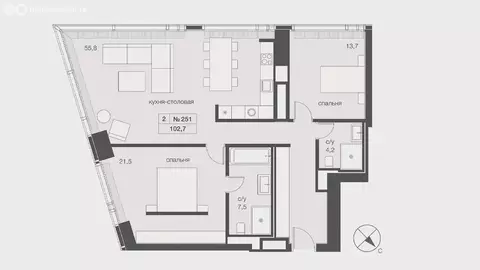 3-комнатная квартира: Москва, Краснопресненская набережная, 14Ак3 ...