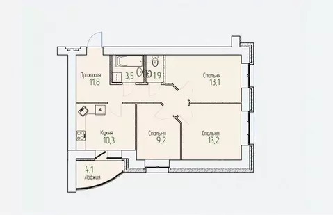 3-к кв. Кировская область, Киров Полевая ул., 11 (65.1 м)