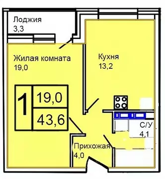 1-к кв. Москва Троицк поселение,  (43.6 м)