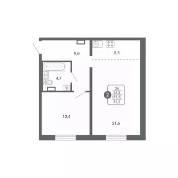 2-к кв. Кировская область, Киров ул. Потребкооперации, 34 (53.2 м)