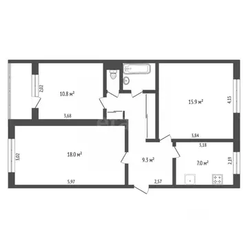 3-к кв. Амурская область, Благовещенск пос. Мясокомбинат, Л1 (66.0 м)