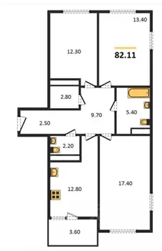 3-к кв. Самарская область, Самара просп. Масленникова, 14А (82.11 м)