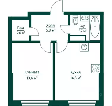 1-к кв. Самарская область, Самара Липецкая ул., 1 (39.29 м)