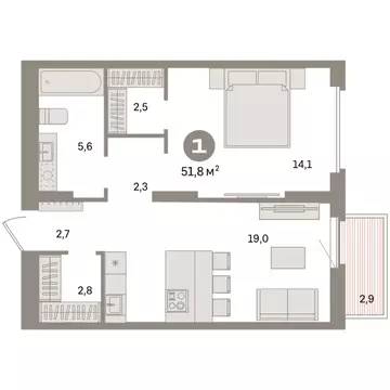 1-комнатная квартира: Екатеринбург, жилой район Сортировочный, ...