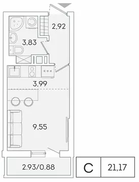 Квартира-студия: Мурино, Графская улица, 6к1 (20.4 м)