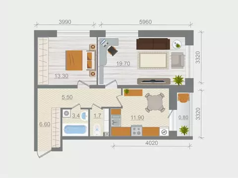 2-к кв. Ленинградская область, Ломоносовский район, Горбунковское ...