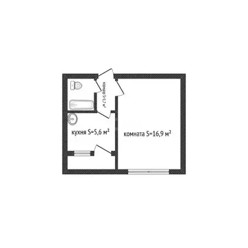 1-комнатная квартира: Бийск, Социалистическая улица, 35 (28.3 м)
