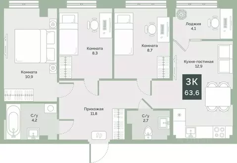 Свободной планировки кв. Курганская область, Курган Заозерный ...