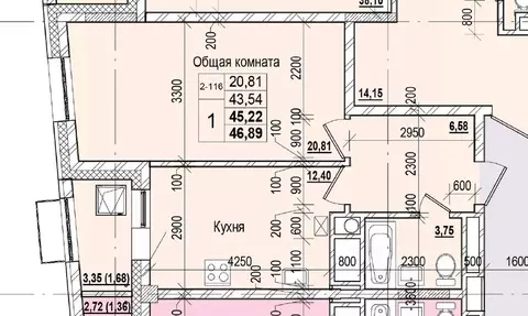 1-к кв. Саха (Якутия), Якутск ул. Чкалова, 47 (45.22 м)