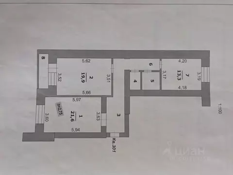 2-к кв. Белгородская область, Белгород ул. Щорса, 53 (74.6 м)
